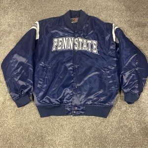 Penn State Nittany Lions Satin Jacket Mens L Navy Blue Colosseum Athletics